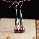 Artisan Sterling Silver 925 Ruby Teardrop Earrings