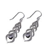 Elegant Sterling Silver Garnet Filigree Drop Earrings