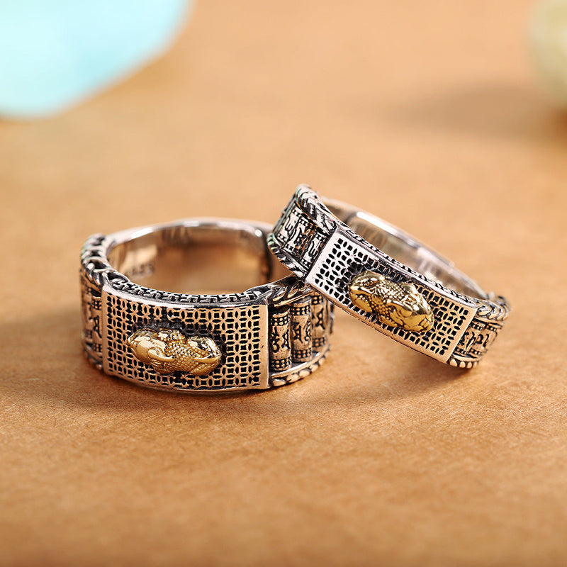 Sterling Silver Dragon Couple's Rings, Vintage Elegance