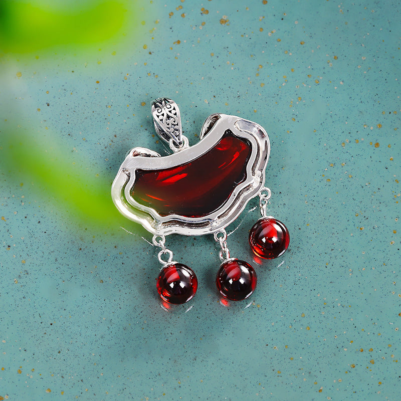 Elegant 925 Silver Red Agate Pendant for Women