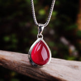 Elegant Ruby Red Teardrop Pendant for Women,