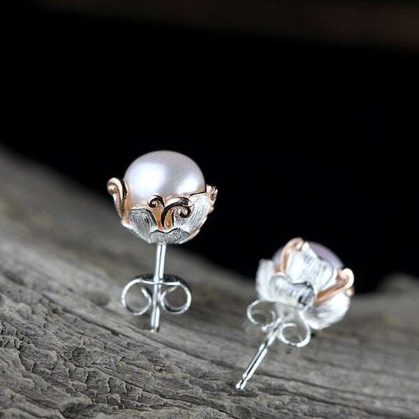 Elegant 925 Silver Pearl Studs for Women