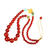 Red Agate Beaded Necklace with Charms -  Edition