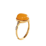 Amber Glow Gold-Plated Elegant Ladies' Ring