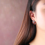 Garnet Blossom Sterling Silver Earrings - Elegant Accessories