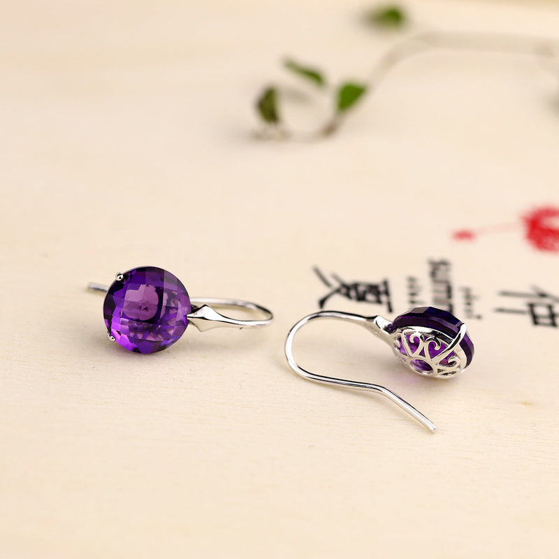 S925 Silver Amethyst Teardrop Earrings for Women