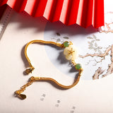 Golden Jade Blossom Bracelet - Timeless Elegance