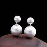 Sterling Silver Dual Sphere Modern Earrings -