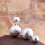 Sterling Silver Dual Sphere Modern Earrings -