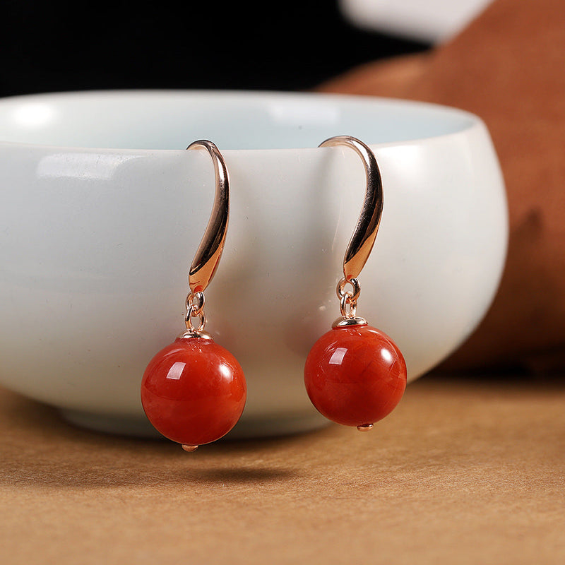 Rose Gold Plated Carnelian Drop Earrings for Women