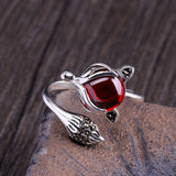 Sterling Silver Fox Gemstone Rings for Women