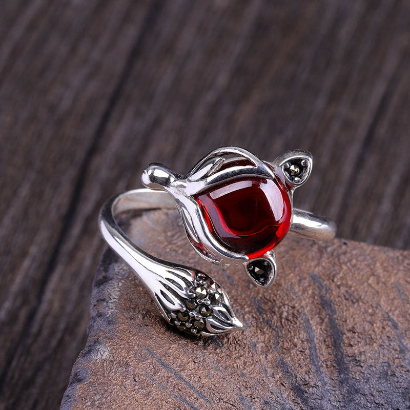 Sterling Silver Fox Gemstone Rings for Women