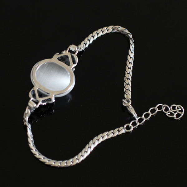 S925 Silver Moonstone Bracelet with Filigree Design