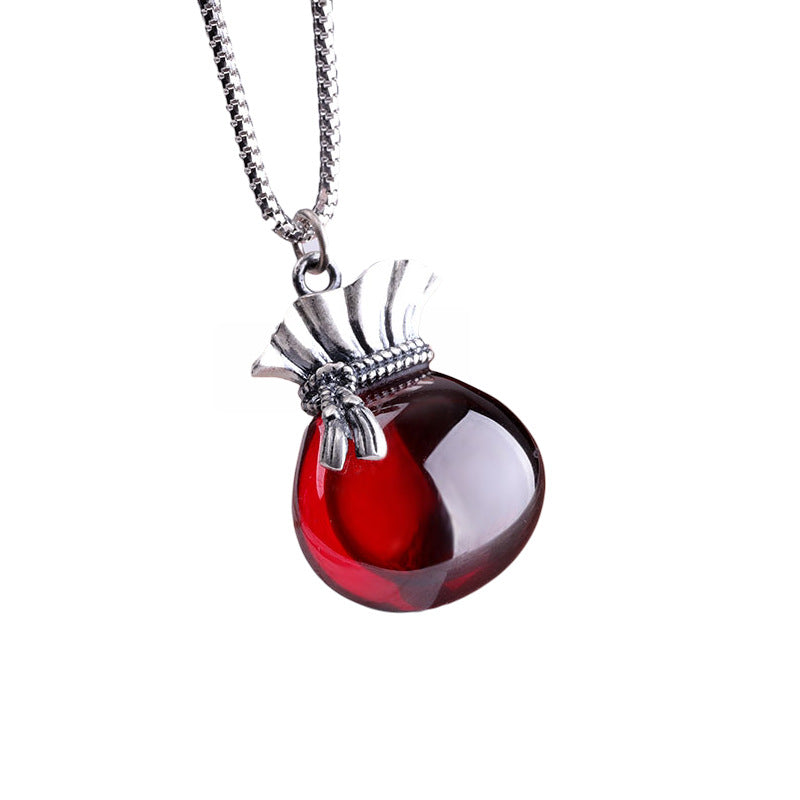 Ruby Glass Bag Pendant Necklace for Stylish Women