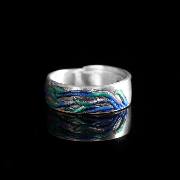 Sterling Silver Fox Ring with Enamel Inlay