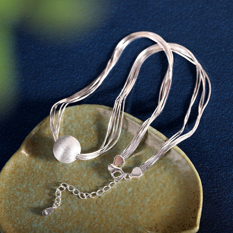 Elegant 925 Silver Multi-Strand Geometric Necklace