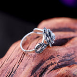 925 Silver Rose Marcasite Ring - Women's Elegant Gift