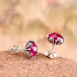 Sterling Silver Ruby Bloom Earrings -  Collection