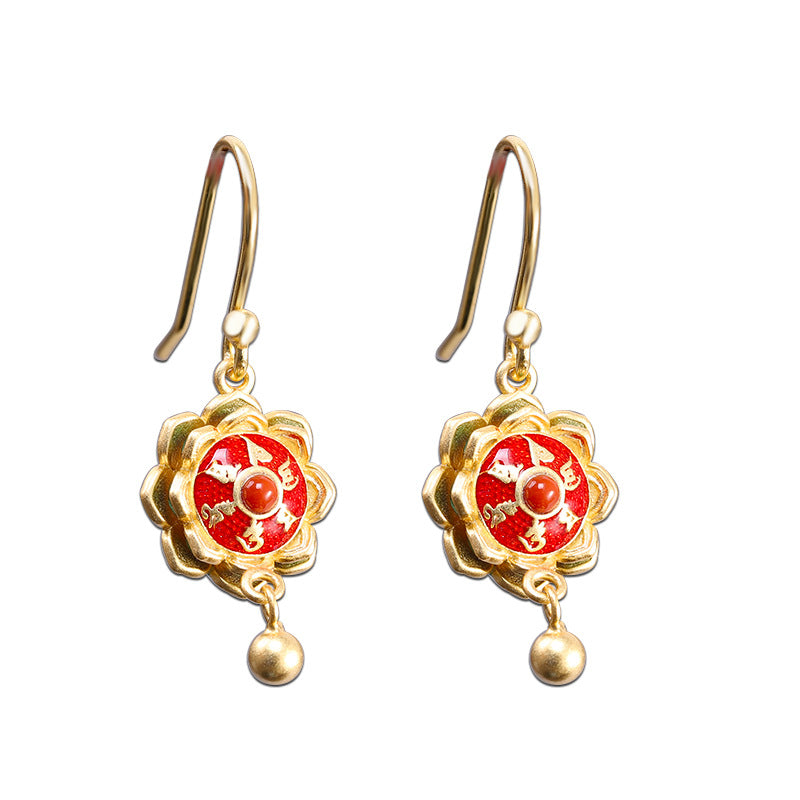 Gold Lotus Medallion with Red Enamel for Devotees