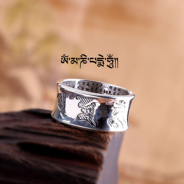 Sterling Silver Buddhist Mantra Ring - Exquisite Craftsmanship