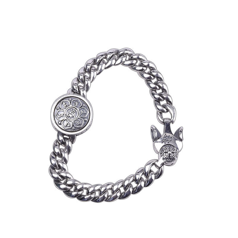 Sterling Silver Men's Bracelet: Lotus Design, S925