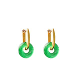 Emerald Jade Gold Hoop Earrings for Women