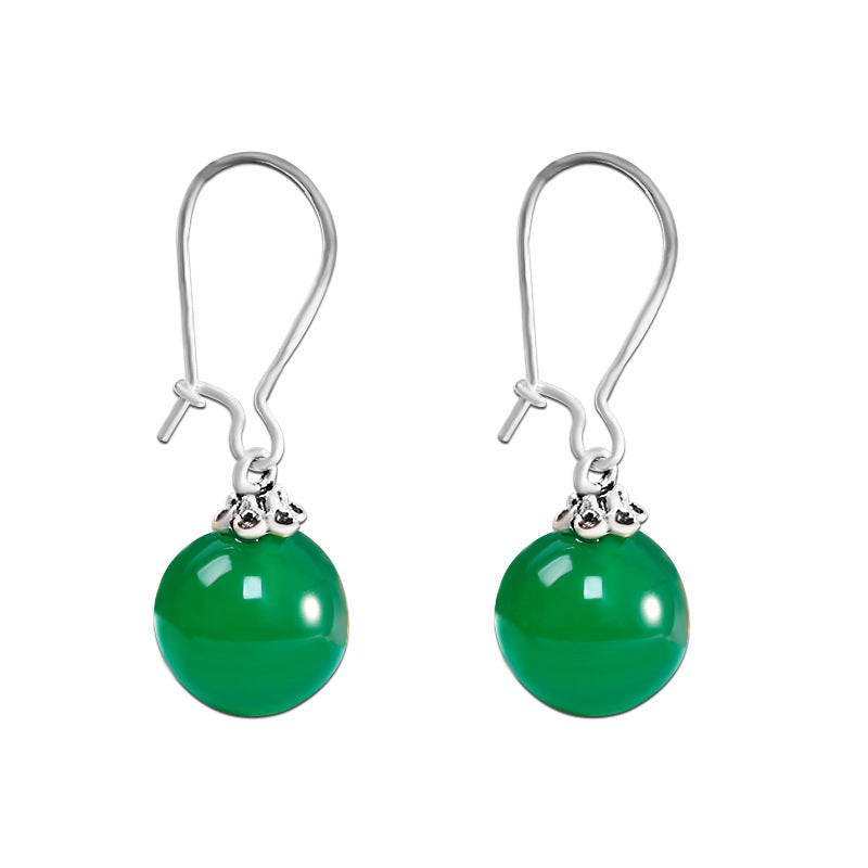 Elegant S925 Silver Jade & Quartz Earrings