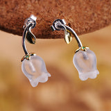 Frosted Tulip Silver Earrings for Elegant Women