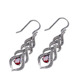 Elegant Sterling Silver Garnet Filigree Drop Earrings