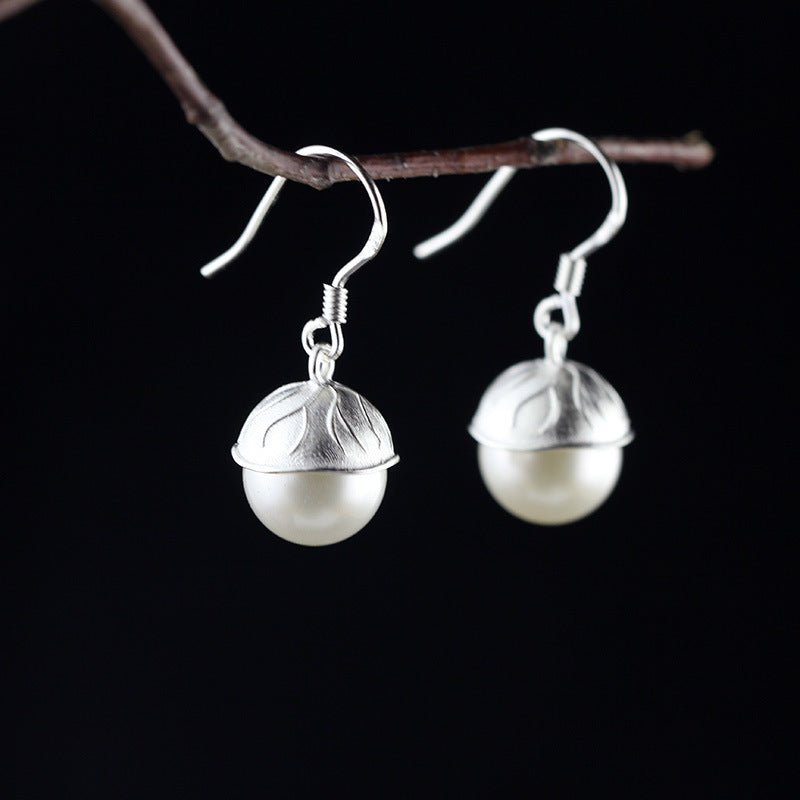 Elegant S925 Silver Pearl Drop Earrings