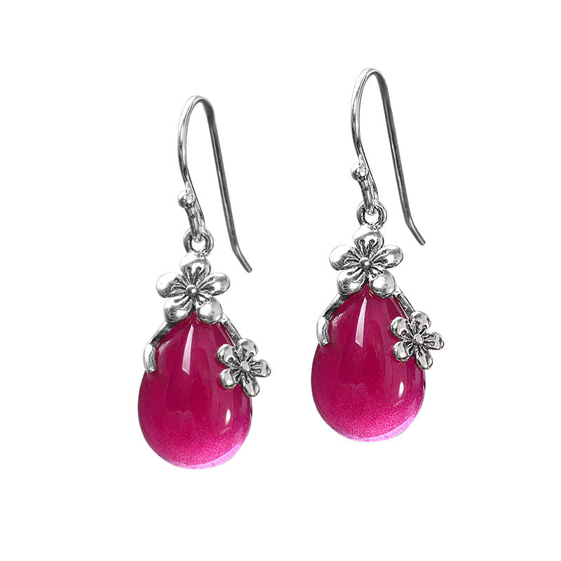 Ruby Blossom Sterling Silver Drop Earrings - Women's Accessories