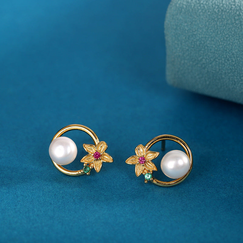 Elegant Floral Pearl Earrings for Stylish Women