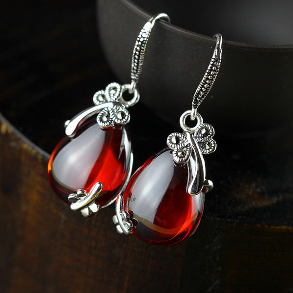 Sterling Silver Ruby Teardrop Earrings for Elegance