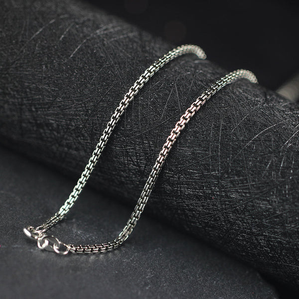 Sterling Silver Box Chain Necklace for Men