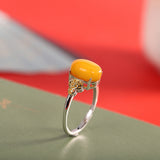 Sterling Silver Yellow Gemstone Honey Bee Ring