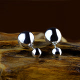 Sterling Silver Double Ball Earrings - Elegant Minimalist Design