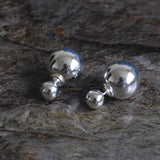 Sterling Silver Double Ball Earrings - Elegant Minimalist Design