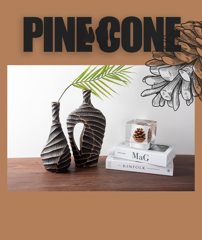 Elegant Pine Cone in Crystal Clear Resin Cube