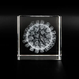 CRYSTAL VIRUS CUBE, Crystal Cube, Covid 19 Lighttight 3d Clear Charm Décor, Shelf Décor Best Virus Cube Gift For Biologist Student