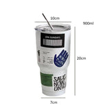 900ml Insulated Stainless Steel Tumbler with Straw