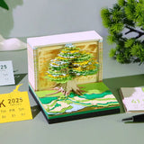 Calendar 2025 Desktop Decor 3D Notepad Sakura Treehouse 3D Memo Pad Block Note Offices Paper Notes Christmas Birthday Novel Gift