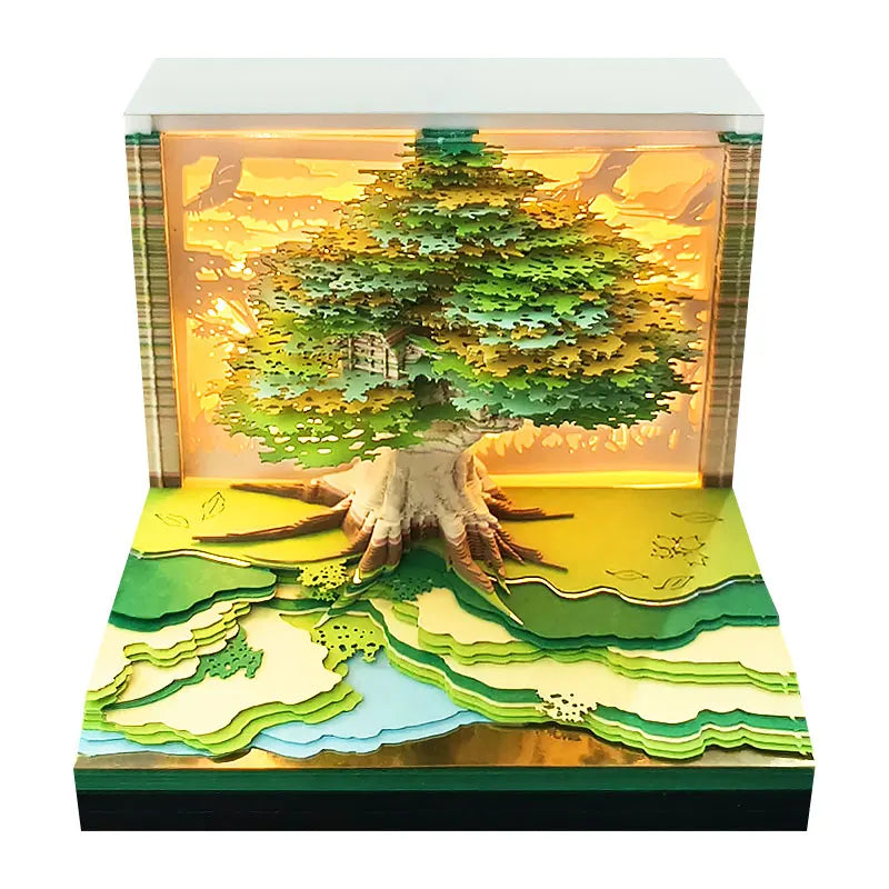 Calendar 2025 Desktop Decor 3D Notepad Sakura Treehouse 3D Memo Pad Block Note Offices Paper Notes Christmas Birthday Novel Gift