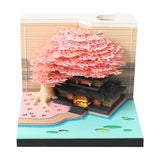 Calendar 2025 Desktop Decor 3D Notepad Sakura Treehouse 3D Memo Pad Block Note Offices Paper Notes Christmas Birthday Novel Gift