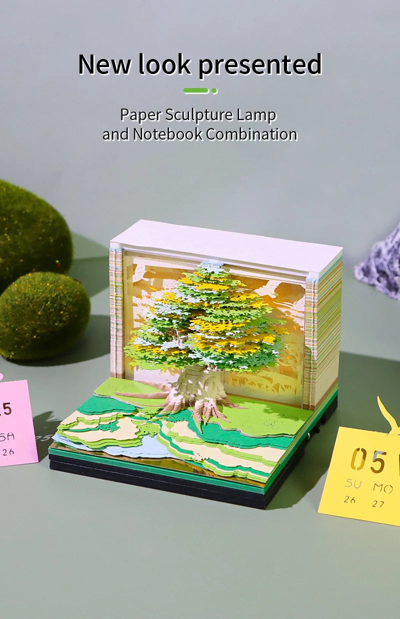 Calendar 2025 Desktop Decor 3D Notepad Sakura Treehouse 3D Memo Pad Block Note Offices Paper Notes Christmas Birthday Novel Gift