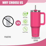 Watersy 40oz (1200ml) Insulated Stainless Steel Tumbler with Handle and Straw Lid