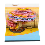 Calendar 2025 Desktop Decor 3D Notepad Sakura Treehouse 3D Memo Pad Block Note Offices Paper Notes Christmas Birthday Novel Gift