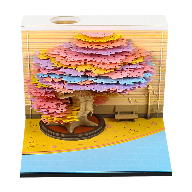 Calendar 2025 Desktop Decor 3D Notepad Sakura Treehouse 3D Memo Pad Block Note Offices Paper Notes Christmas Birthday Novel Gift