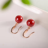 Red Agate Dangle Earrings - Elegant Women's Choice