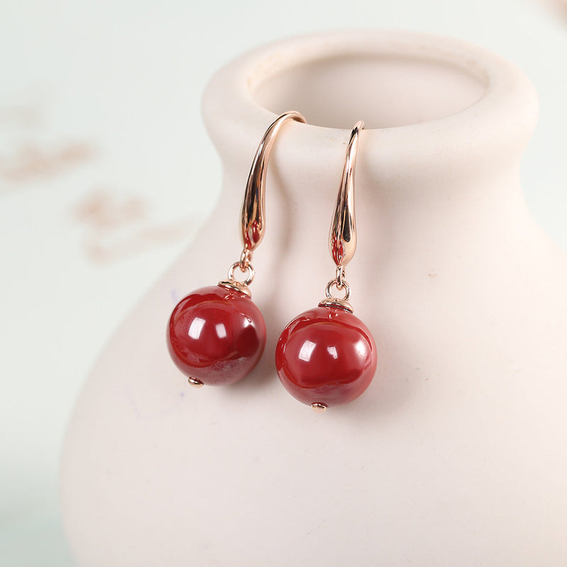 Red Agate Dangle Earrings - Elegant Women's Choice