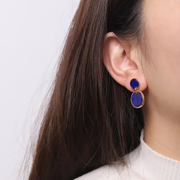 Lapis Lazuli Gold Circle Earrings for Elegance